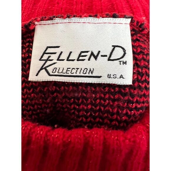Ellen-D Kollection Sz M Red Glittery Sweater - perfect for Holiday! - Picture 5 of 6